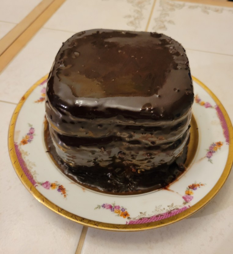 Chocolate cake with coconut and chocolate