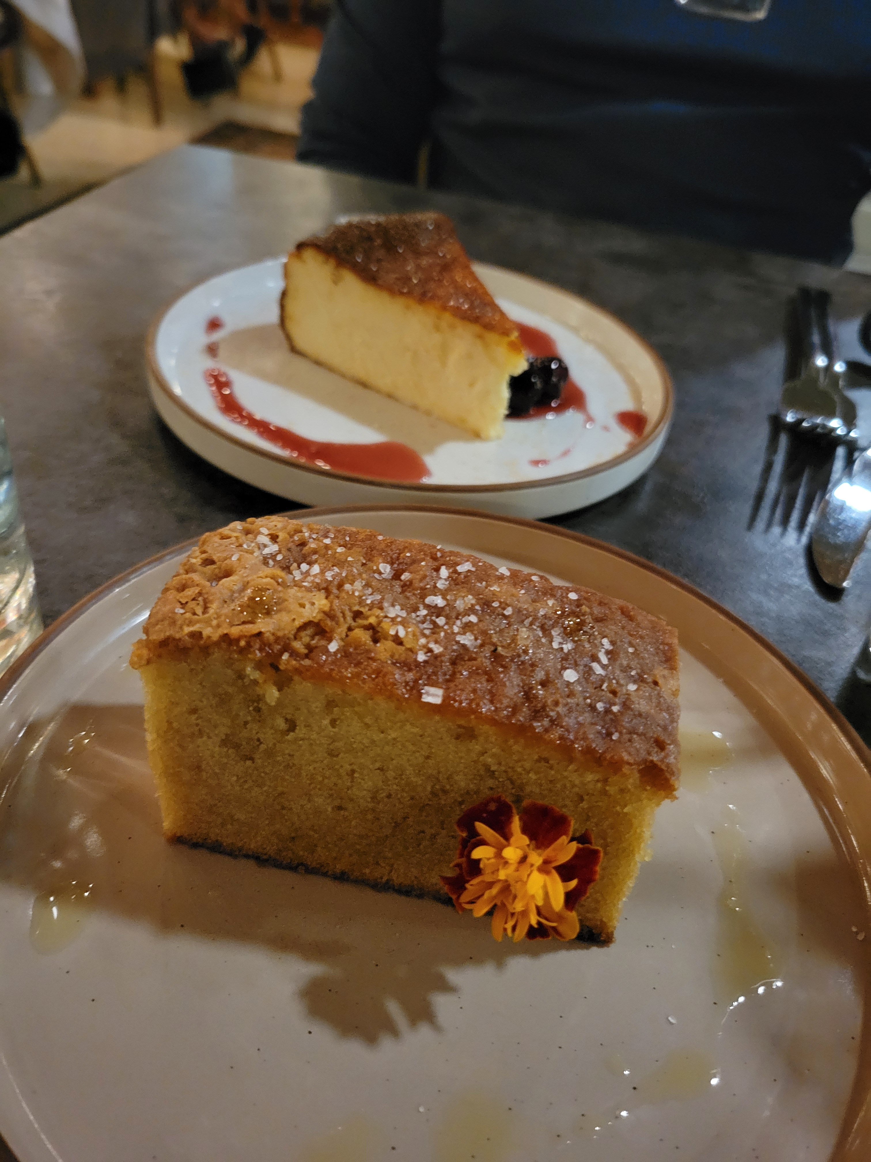 Brulee cheesecake and Olive oil cake
